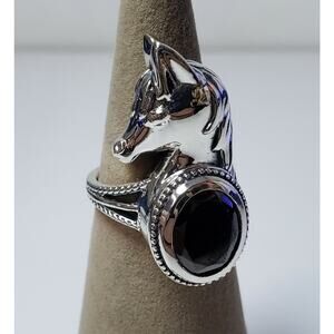 Size 6 Artisan Crafted, Elite Shungite Horse 3 ctw in 925 Sterling Silver Ring.